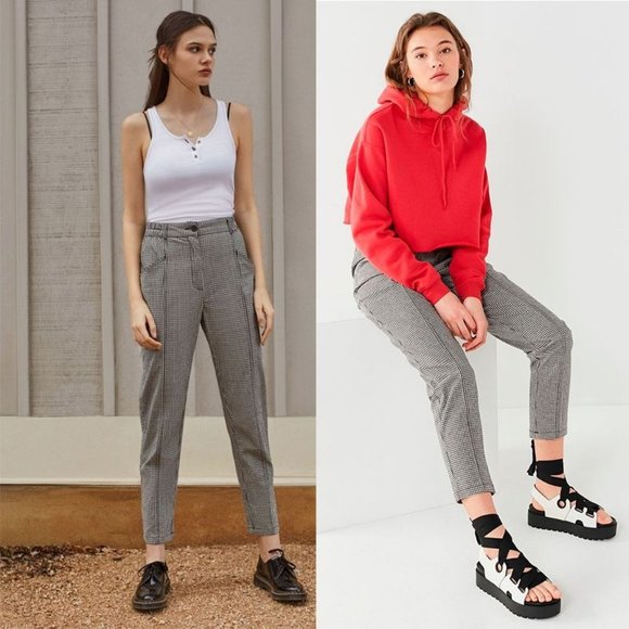 Urban Outfitters Pants - URBAN OUTFITTERS Black and‎ White Gingham Mom Pants Sz SP